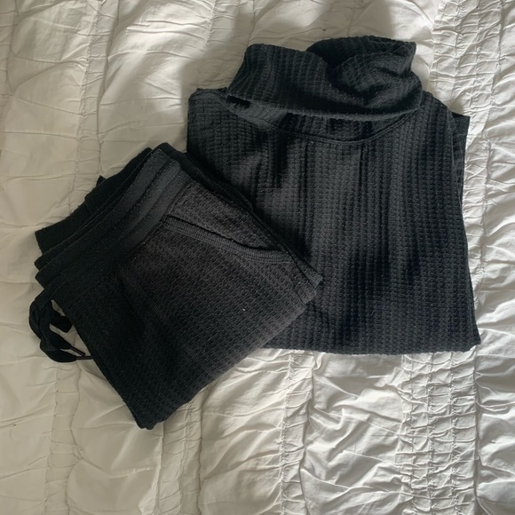 Waffle Knit Lounge Matching Set - Joggers + Top - Picture 2 of 8